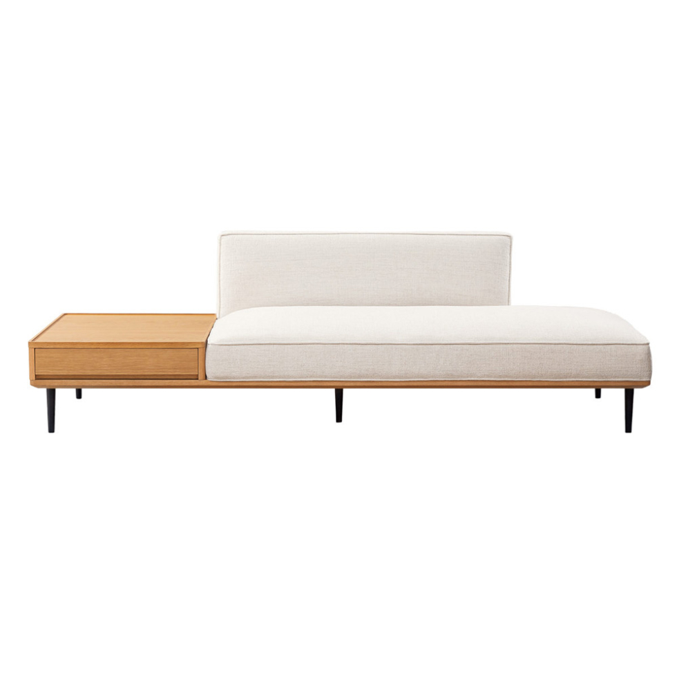 浜本工芸 アームレスソファ（座って右背 引出し付き）「SL-6004脚BK」幅211cm 布#クラウディア56［No.6000］